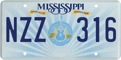 MS license plate NZZ316