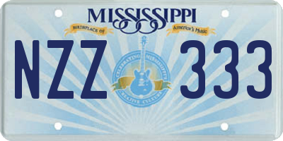 MS license plate NZZ333