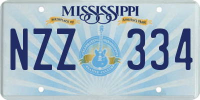 MS license plate NZZ334