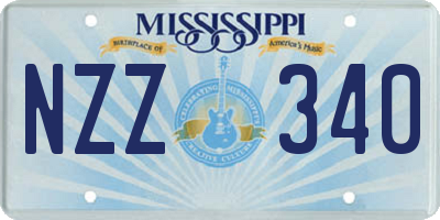 MS license plate NZZ340