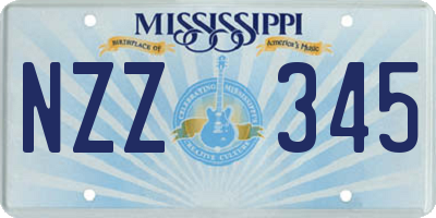 MS license plate NZZ345