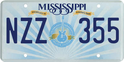 MS license plate NZZ355