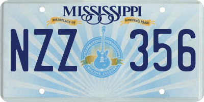 MS license plate NZZ356