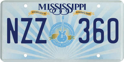 MS license plate NZZ360
