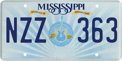 MS license plate NZZ363