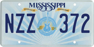 MS license plate NZZ372