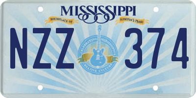MS license plate NZZ374