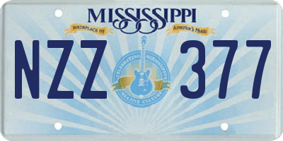 MS license plate NZZ377