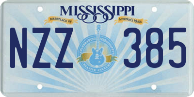 MS license plate NZZ385