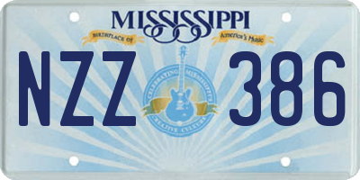 MS license plate NZZ386
