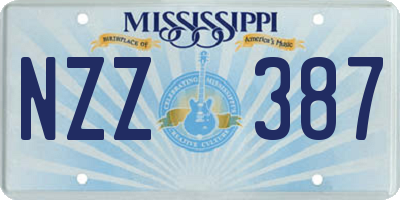 MS license plate NZZ387