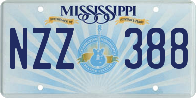 MS license plate NZZ388