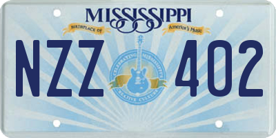 MS license plate NZZ402