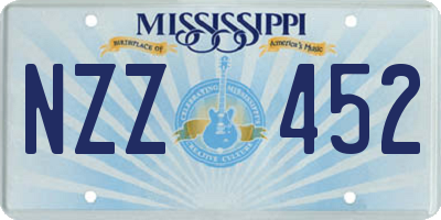 MS license plate NZZ452