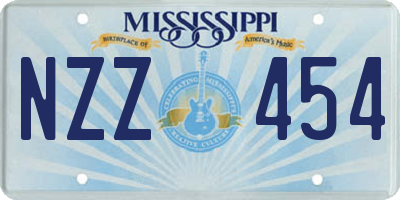MS license plate NZZ454
