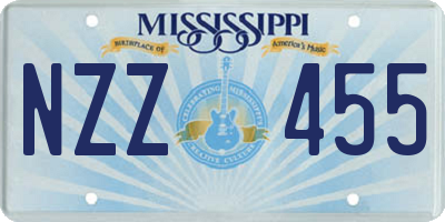 MS license plate NZZ455