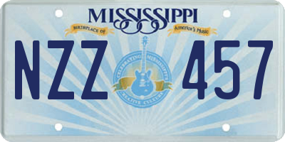 MS license plate NZZ457
