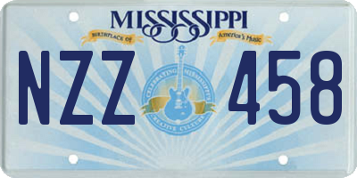 MS license plate NZZ458