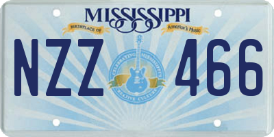MS license plate NZZ466