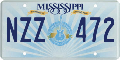 MS license plate NZZ472