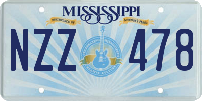 MS license plate NZZ478