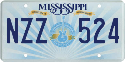 MS license plate NZZ524