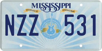 MS license plate NZZ531