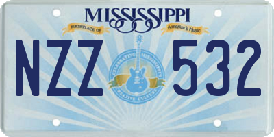 MS license plate NZZ532