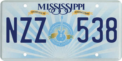 MS license plate NZZ538