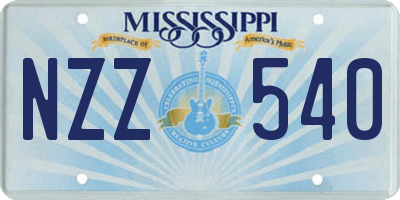 MS license plate NZZ540