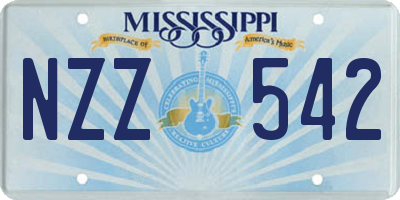 MS license plate NZZ542