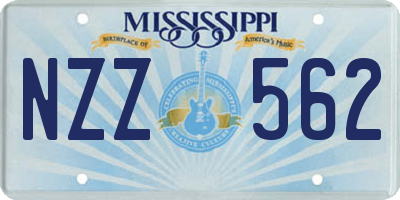 MS license plate NZZ562