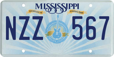 MS license plate NZZ567