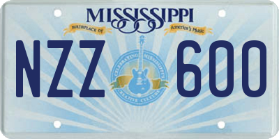 MS license plate NZZ600