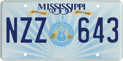 MS license plate NZZ643