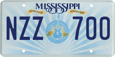 MS license plate NZZ700