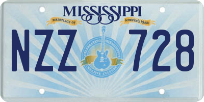 MS license plate NZZ728