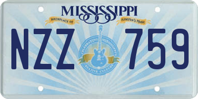 MS license plate NZZ759