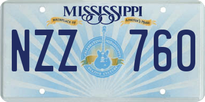 MS license plate NZZ760