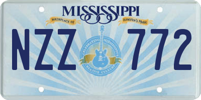 MS license plate NZZ772