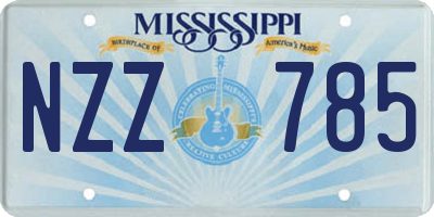 MS license plate NZZ785