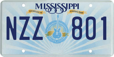 MS license plate NZZ801