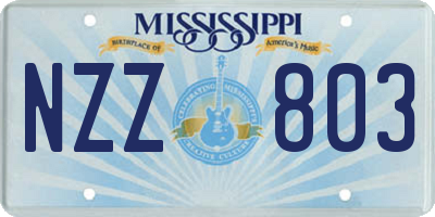 MS license plate NZZ803