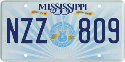 MS license plate NZZ809