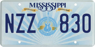 MS license plate NZZ830