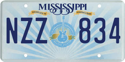 MS license plate NZZ834