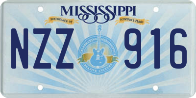MS license plate NZZ916