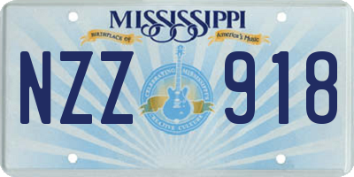 MS license plate NZZ918
