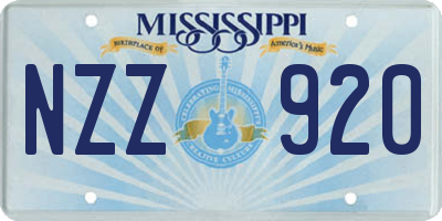 MS license plate NZZ920