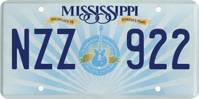 MS license plate NZZ922